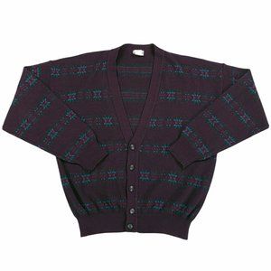 Vintage Maglificio Florence Wool Blend Cardigan Sweater Geometric Medium Italy